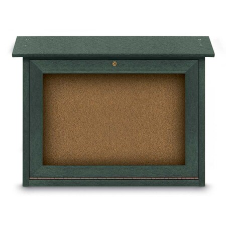 United Visual Products Outdoor Enclosed Combo Board, 48"x36", Gold Frame/Wht Porc & Blue Spruce UVCB4836ODG-WHTPORC-BLSPRU